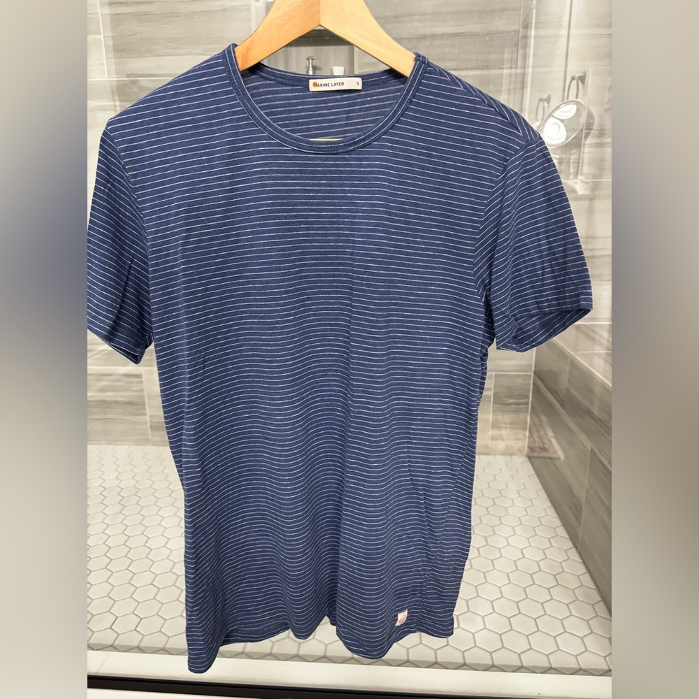NWOT Marine Layer Navy Tee with White Stripes - Size S